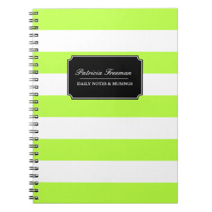 Carnet Lime vibre Grandes vertes et blanches Nom personna