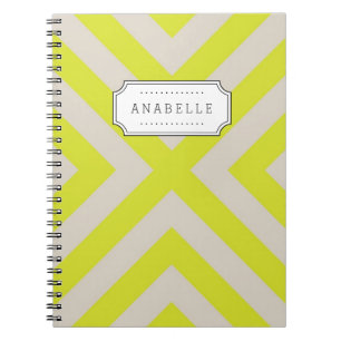 Carnet Lin Beige et citron vert Mod X Chevron Monogram
