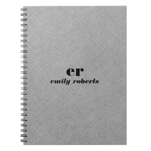 Carnet Lin gris minimaliste monogramme
