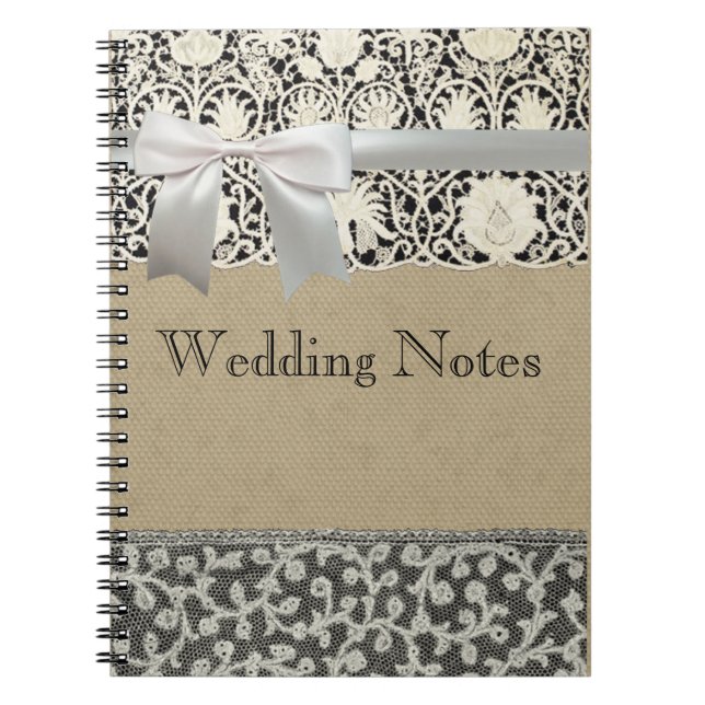 Carnet Linge de dentelle mariage blanc classique jolie (Devant)