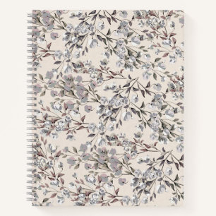 Carnet Linge de lit beige et motif floral gris élégant