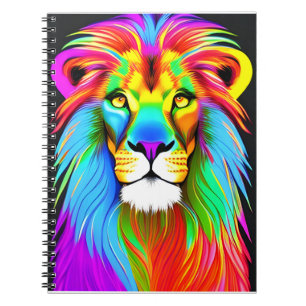 Carnet Lion arc-en-ciel Neon