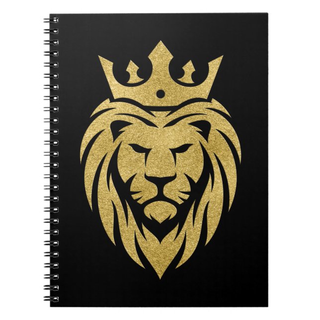 Carnet Lion Avec Couronne - Style Or 3 (Devant)