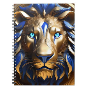 Carnet Lion bleu saphir et or