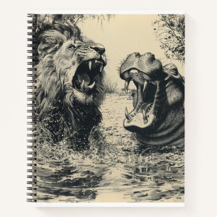 Carnet Lion et combat hippo