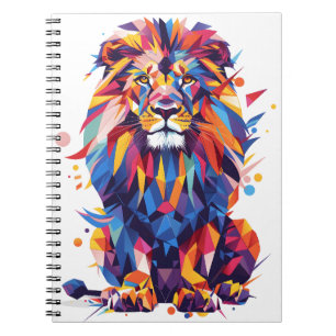 Carnet Lion géométrique coloré