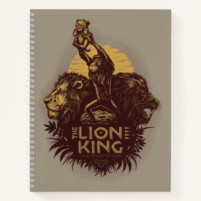 Carnet Lion King | Rafiki présente Simba Woodcut Design (Devant)
