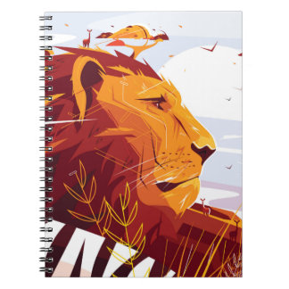 Carnet Lion majestueux en safari Roi des bêtes couché et 