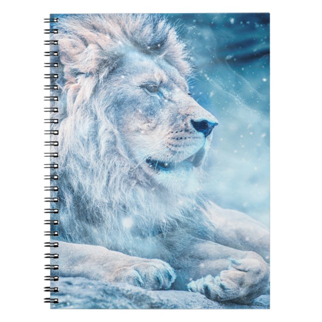 Carnet Lion neige couché animal d'art (Devant)