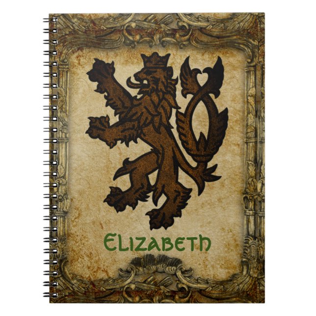 Carnet Lion rampant héraldique personnalisé (Devant)