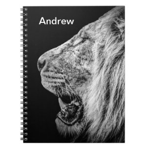 Carnet Lion sur le nom personnel noir