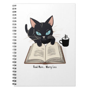 Carnet Lire Plus S'Inquiéter Moins, Chat Mignonne Amateur