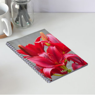 Carnet Lis asiatiques rouges Fleurs personnalisées