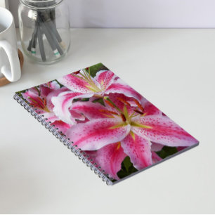 Carnet Lis floraux de lys orientaux roses