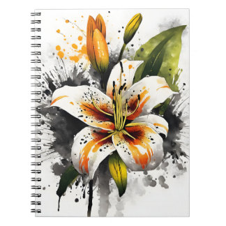 Carnet Lis tigré - Fleurs aquarelle