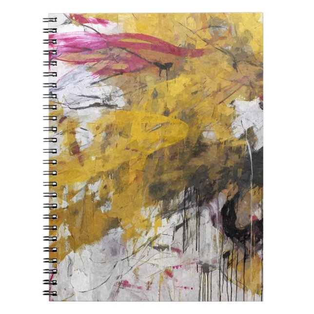 Carnet Lisse Abstraite jaune doré rose (Devant)