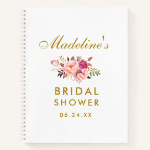 Carnet Liste cadeau de Fête des mariées or rose flush