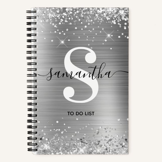 Carnet Liste de choses à faire avec monogramme pailleté a (Recto)