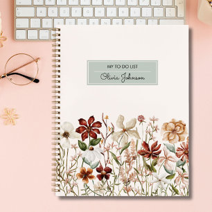 Carnet Liste de tâches florale personnalisée de fleurs sa