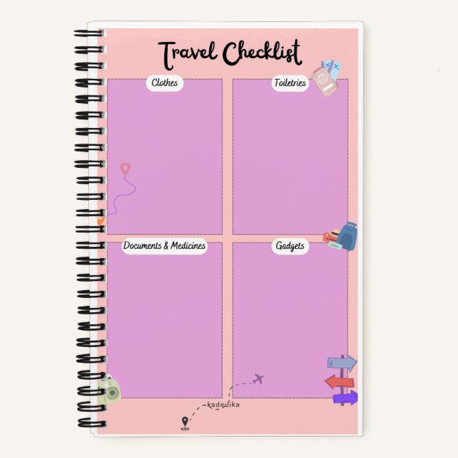 Carnet Liste de vérification des déplacements (Recto)