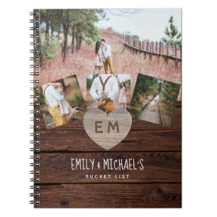 Carnet Liste des jeunes mariés BUCKET Photo Rustic Purple