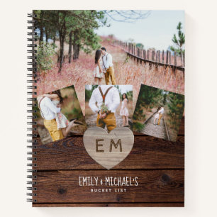 Carnet Liste des jeunes mariés BUCKET Photo Rustic Purple