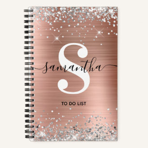 Carnet Liste des Parties scintillant d'argent rose Gold F