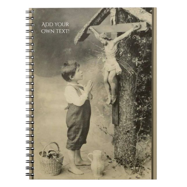 Carnet Little Boy priant à Jésus sur la croix au tombeau (Devant)