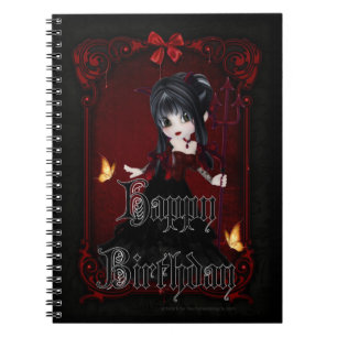 Carnet Little Goth Devil Girl Joyeux Anniversaire Note Li