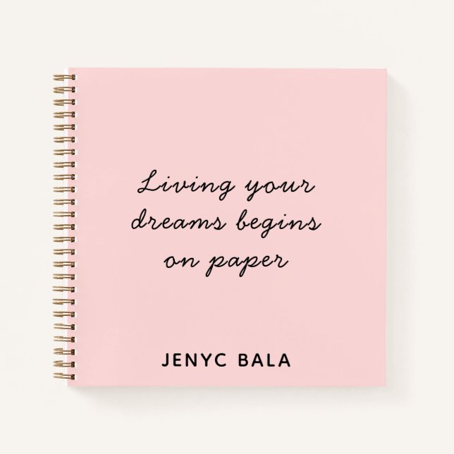 Carnet Living Your Dreams Blush Pink Design (Devant)