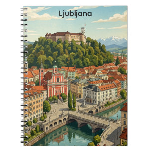 Carnet Ljubljana Slovénie Vue de la ville vintage de voya