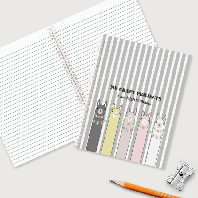 Carnet Llamas colorés rétro mignons personnalisés pour en (Créateur téléchargé)
