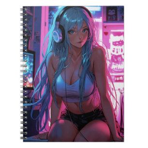 Carnet Lofi Gamer Girl   Anime de refroidissement esthéti