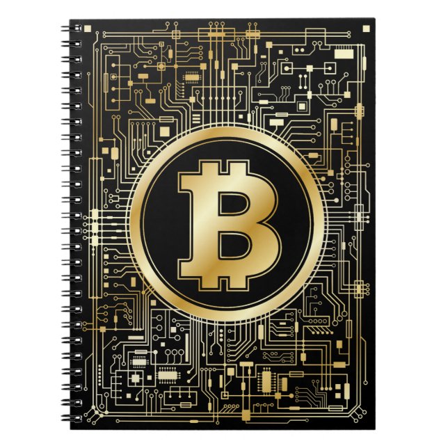 Carnet Logo Bitcoin Crypto Carte de Circuit Cryptomonnaie (Devant)