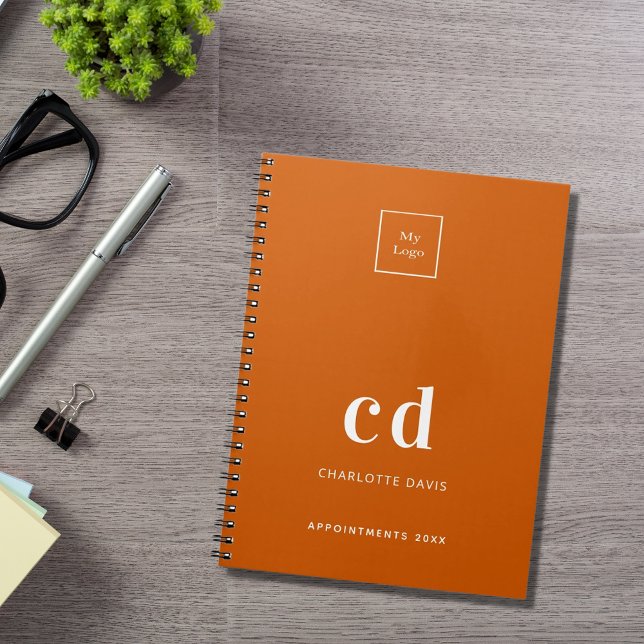 Carnet Logo brûlé orange monogramme initiales entreprise (Créateur téléchargé)