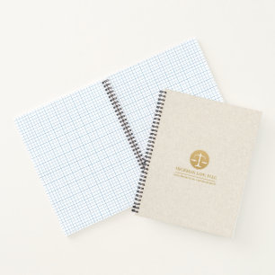 Carnet Logo de justice en or en lin beige