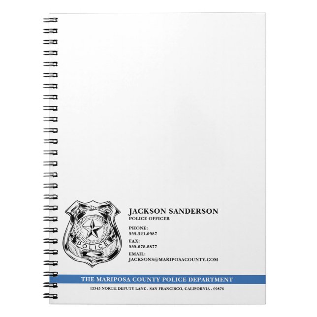 Carnet Logo de l'agent de police du département de l'appl (Devant)