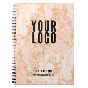 Carnet Logo de l'entreprise en marbre rose or promotionne