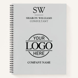 Carnet Logo de l'entreprise Monogramme gris clair Noteb i