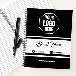Carnet Logo de marque et d'entreprise promotionnel noir e