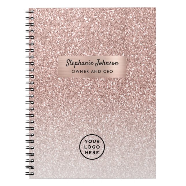 Carnet Logo de PDG Dame Patronne Paillettes Rose Gold Omb (Devant)