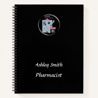 Carnet Logo de pharmacie noire élégant minimaliste