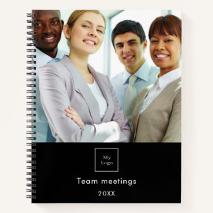 Carnet Logo de photo d'entreprise noir blanc code QR d'éq