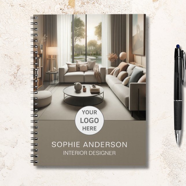 Carnet Logo de photographe designer d'intérieur taupe (Interior Designer Logo Photo Taupe Notebook)