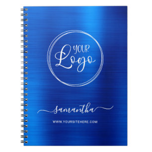 Carnet Logo de société blanc avec feuille d'aluminium ble