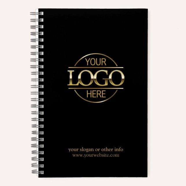 Carnet Logo de société personnalisé noir pour entreprise, (Recto)