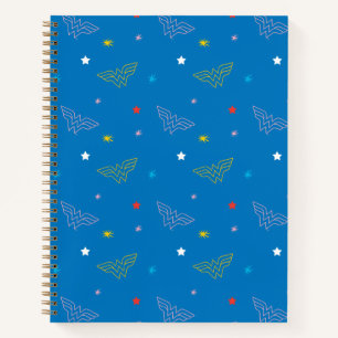Carnet Logo de Wonder Woman et étoiles motif bleu