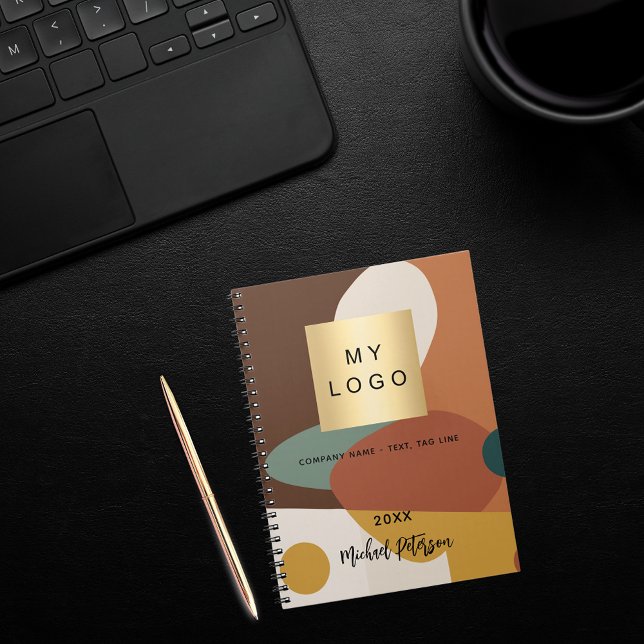 Carnet Logo d'entreprise à motif rétro orange marron (Créateur téléchargé)