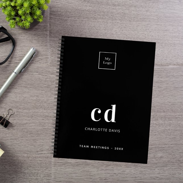Carnet Logo d'entreprise avec monogramme noir et blanc (Créateur téléchargé)