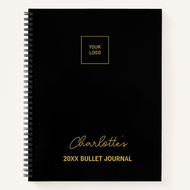 Carnet Logo d'entreprise Black Gold Elegant Bullet Journa (Devant)